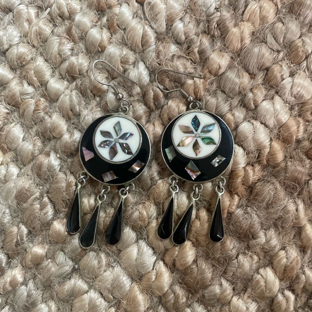 Black and White Dangle Earrings